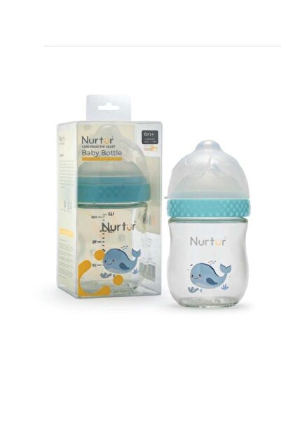 Nurtur زجاجة رضاعة كوزي - 160 مل مضادة للمغص - عنق واسع - أزرق