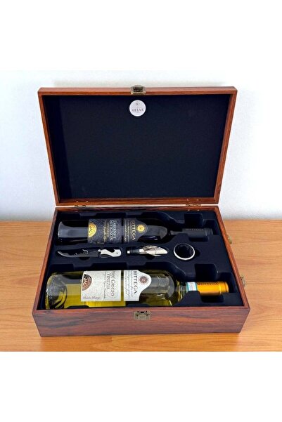 velve Κομψό σετ θήκης από οικολογικό δέρμα για δύο μπουκάλια, λαβή, 3 αξεσουά...