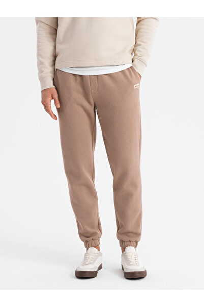 OMBRE Κλασικό unisex παντελόνι φόρμας με ριμπ μανσέτες - καφέ V16 OU-PSBC-0100 XS/S