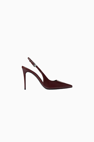 Black Suede Studio Branca 100 Burgundy Leather Handmade, Slingback Heels