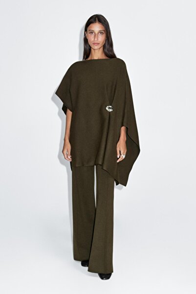 Massimo Dutti Dikiş detaylı wide leg triko pantolon