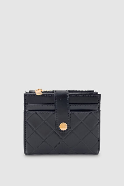 Wuclo محفظة نسائية من Ivina مبطنة ومزودة بحامل بطاقات وسحاب باللون الأسود