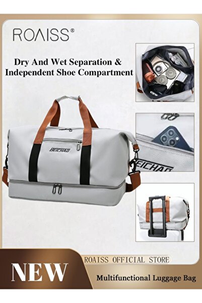 ROAISS حقيبة أمتعة متعددة الوظائف بسعة كبيرة وفصل بين الأحذية الرطبة والجافة ...