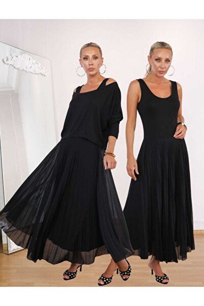 Octagon Elbise Viskon 2'li Lina