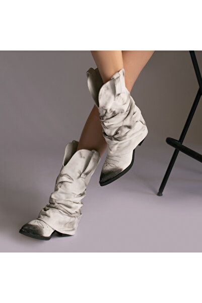 Modish Boutique Ciocate piele intoarsa de dama Mini Myko White