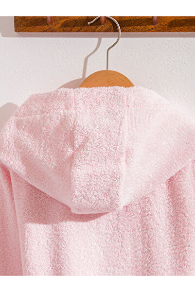 LC Waikiki Pink Hooded Cotton Girls' Bathrobe
