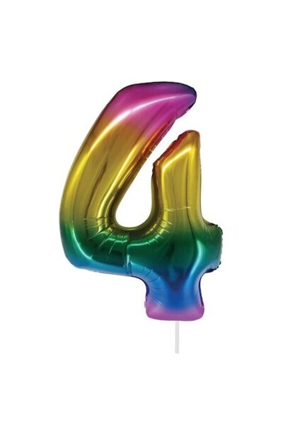 SHOPIENS Balon petrecere numărul 4 curcubeu, 80 cm, umflare cu aer sau heliu,...