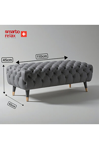 Smarto relax Swiss Style Puf, Babyface Kaplama, 110x45x40 cm, Pelastik Ayaklı, Kapitone
