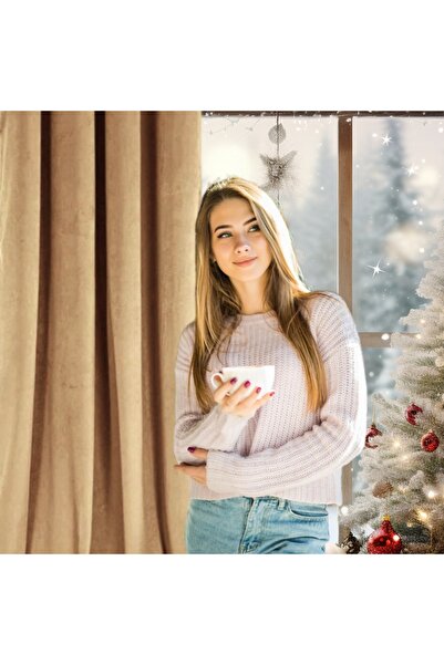 Other Beige velvet curtain with blackout tape, ready-made, velvet, velvet, frog