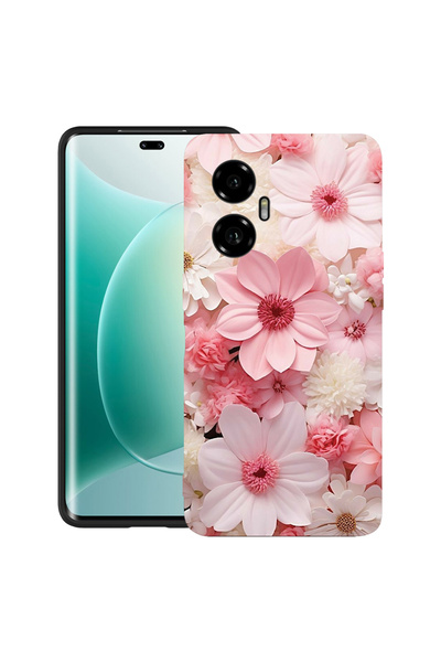 bestcase Carcasă ultra subțire TPU mat pentru Honor 300, margaretă roz și alb...