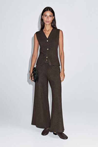 Massimo Dutti Geniş paça triko pantolon