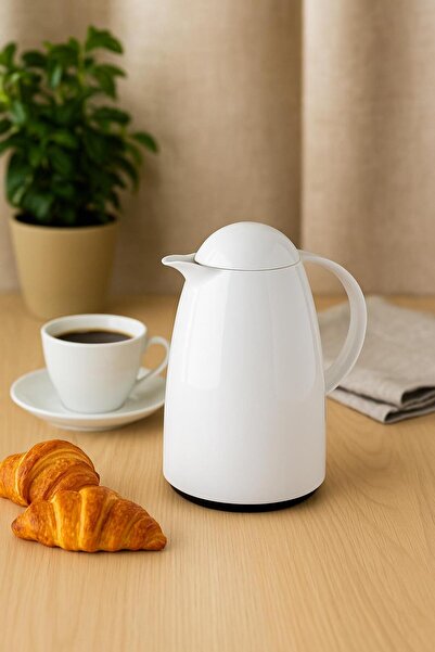 EWs 1 Liter Acrylic Soft White Tea Thermos, Keeps Hot for 12 Hours, Keeps Cold for 24 Hours