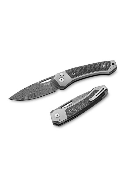 Lionsteel Twain Damascus - Gray Titanium / Carbon Fiber Çakı