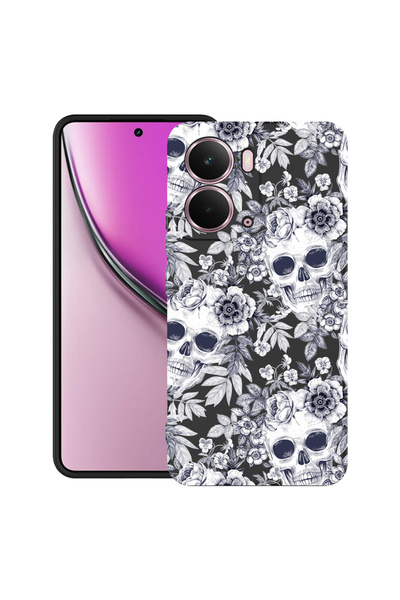 bestcase TPU матов ултра тънък калъф за Realme P3, Черен и бял череп, 2052015...