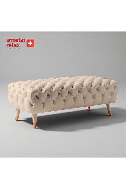 Smarto relax Swiss Style Puf, Babyface Kaplama, 110x45x40 cm, Pelastik Ayaklı, Kapitone
