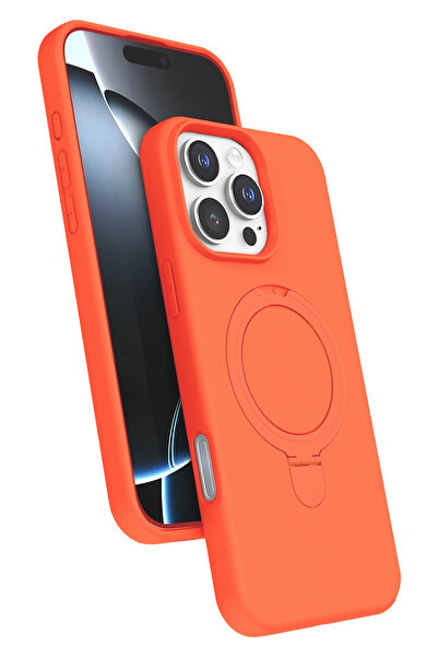 Nezih Case Apple iPhone 14 Pro Max Uyumlu İçi Kadife Stand Olabilen Halka Yüz...