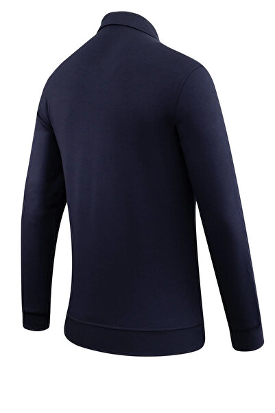 Çizgi Triko Ανδρικό μονόχρωμο φούτερ με φερμουάρ με λαιμόκοψη πόλο - 5230F