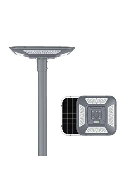 RFAN Stâlp metalic pentru lămpi solare cu flanșă, 3,5 m, gri