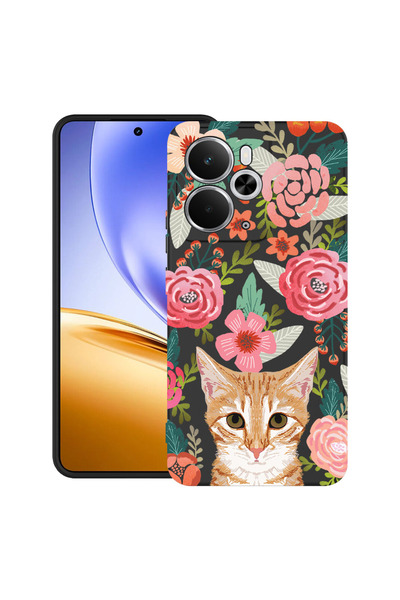 bestcase Carcasă ultra subțire TPU Mat pentru Realme 14T, pisică și flori, 20...