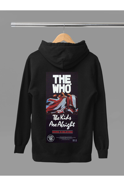 MAGORS Hanorac rock cu glugă, cu mânecă lungă, din bumbac, cu imprimeu THE WHO, cu 3 fire