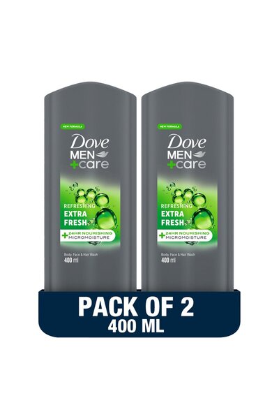 Dove Men+Care Extra Fresh For Body, Face & Hair Wash 2 x 400 ml