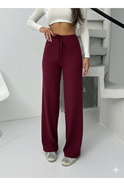 Ethab Ticaret Ribbed Corduroy Trousers Burgundy