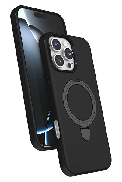 Nezih Case Apple iPhone 14 Pro Max Uyumlu İçi Kadife Stand Olabilen Halka Yüz...