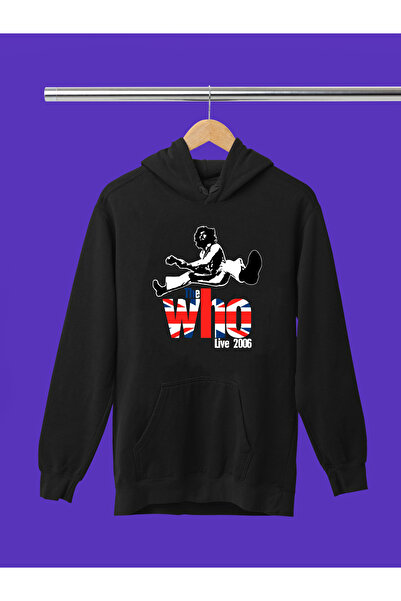 MAGORS Hanorac rock cu glugă, cu mânecă lungă, din bumbac, cu imprimeu THE WH...