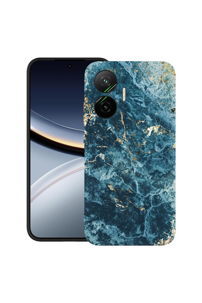 bestcase Carcasă ultra subțire TPU Mat pentru Poco F7, marmură - verde și aur...