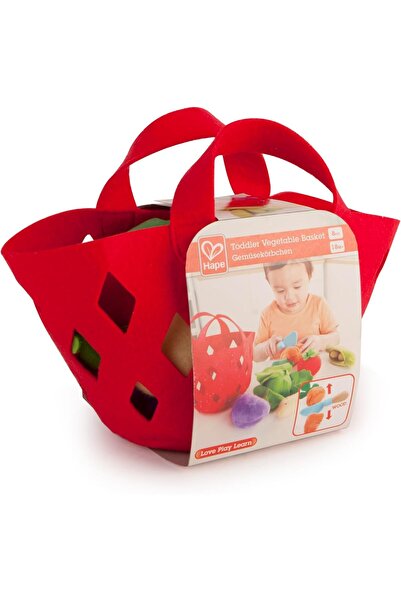 Hape Toddler Vegetable Basket | Soft Vegetable Shopping Basket, Toy Grocery Food Playset Includes Ca