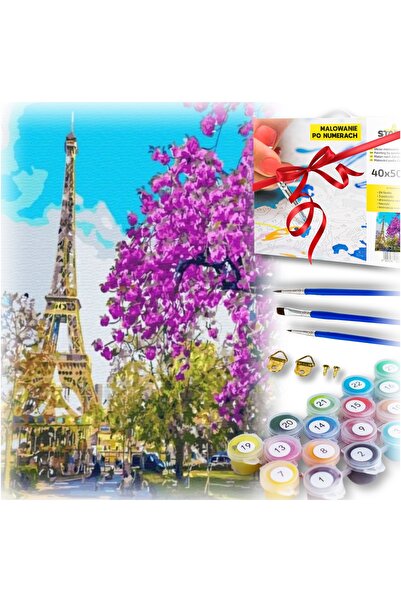 Other Paint by numbers kit with frame, art brushes and Eiffel tree.