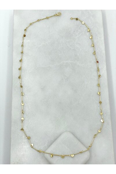 Seda Bijuteri Altın Kaplama Pul Sallantılı Boru Zincir Kolye Gold