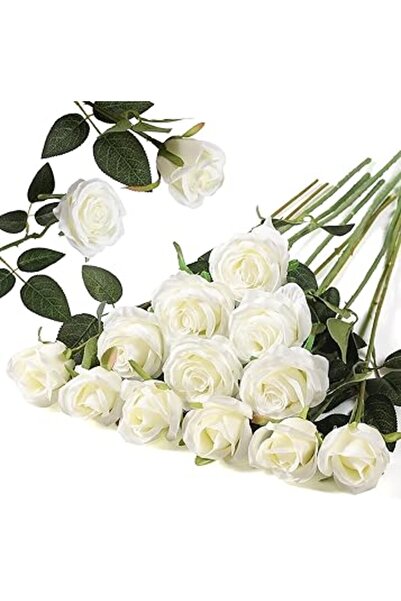 Generic Hawesome 12PCS Artificial Silk Flowers Realistic Roses Bouquet Long Stem for Home Wedding Decoration