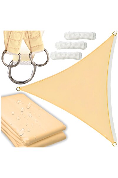 Other Velă parasolar bej UV pentru grădină triunghiulară 3,6x3,6x3,6 m