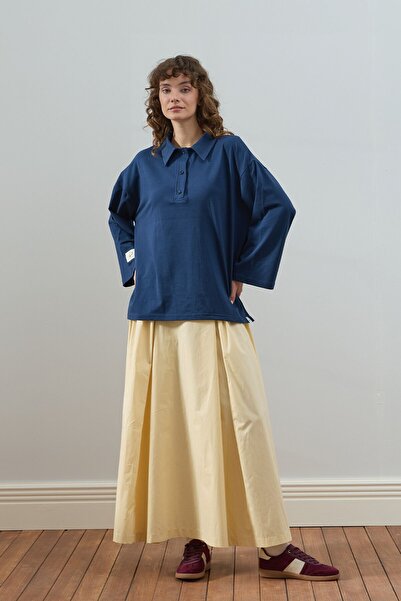 Ceylan Otantik Μπλε ναυτικό μπλουζάκι με γιακά