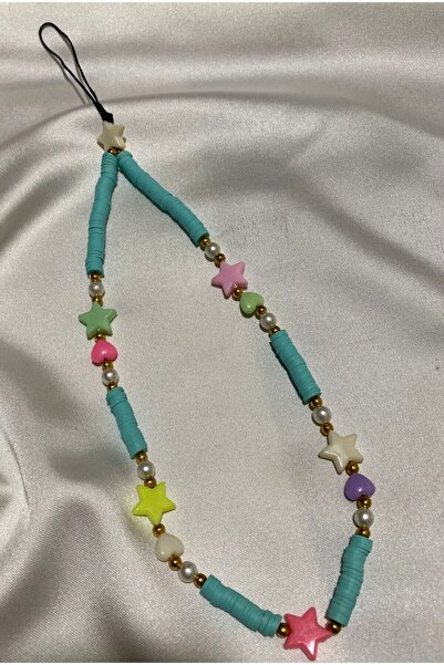 jemilas Renkli Fimo Boncuklu, Yıldız Figürlü Telefon Charm, Tablet Telefon Askısı