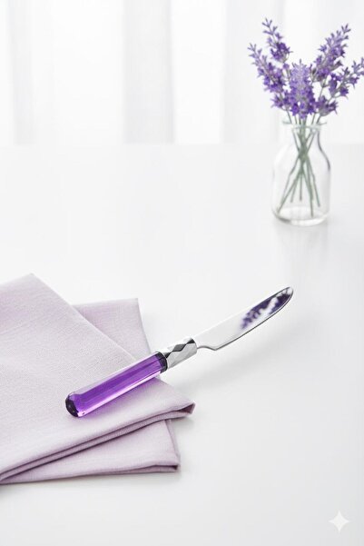 EWs 6-Piece Stainless Steel Purple Dessert Knife Set
