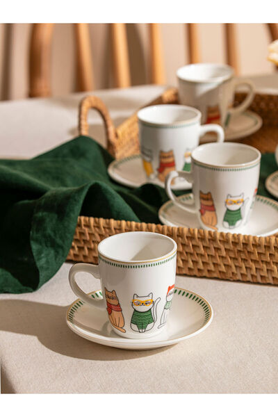 LC Waikiki Sparkling Choices from Shining Store |   Printed 6-Person Porcelain Coffee Cup Set 90 ml