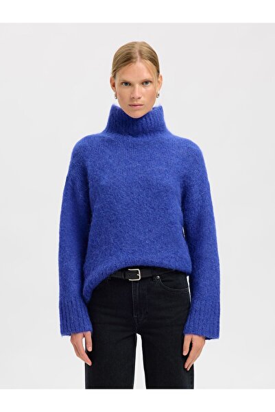 Selected Femme Pullover mit hohem Kragen Wollmix