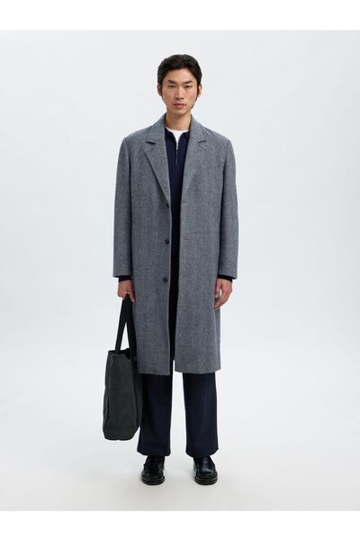 Selected Homme Langer Mantel Wollmix