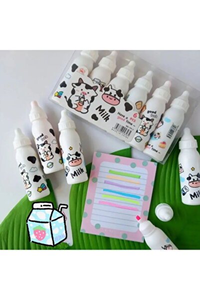 HEPBİMODA İnekli Fosforlu Kalem Set Biberon 6lı Fosforlu Kalem Seti