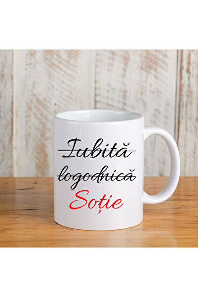 OEM Cana cu mesaj:"iubita, logodnica, sotie", ceramica, alba, 330ml