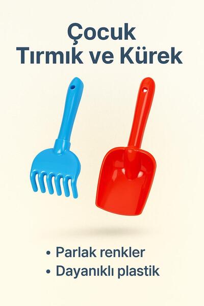 Polesie Renkli Plastik Çocuk Kürek ve Tırmık Seti – Plaj ve Kum Oyunları İçin