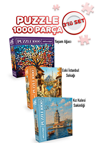 Neverland 3 ADET 1000 PARÇA PUZZLE - ESKİ İSTANBUL SOKAĞI VE KIZ KULESİ SAKİN...