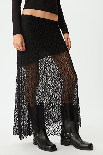 Stradivarius Dantel midi etek