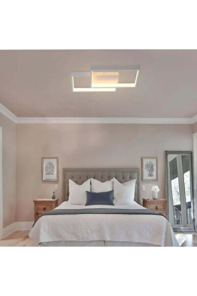 Alessandro DESIGN Lustra LED cu telecomanda LANDYN 62W, 2 Patrate, lumina Rece/Calda/Neutra, Dimabila, Alb