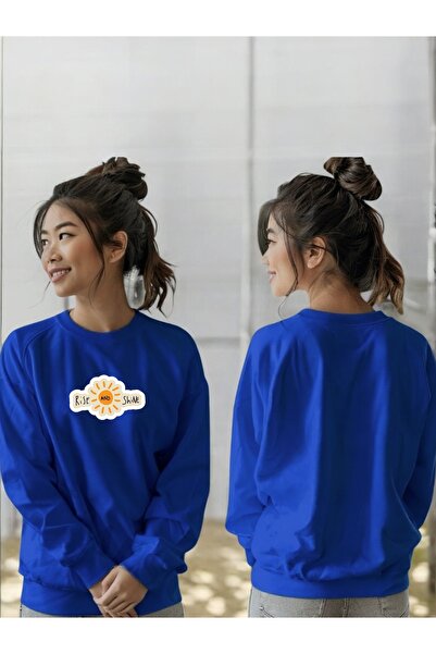 ArtYus سويت شيرت للجنسين بأكمام طويلة مطبوع عليه Rise And Shine وياقة على شكل دراجة