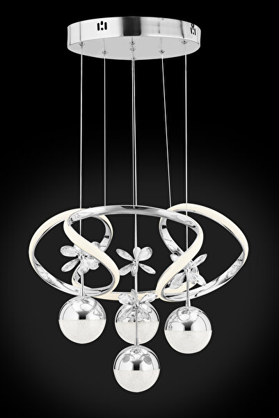 İstanbul Avize Rodin 3 Renk Gümüş Sarkıt Led Modern Ledli Avize