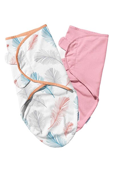 Moon طقم لفافة عضوية - ريش وردي