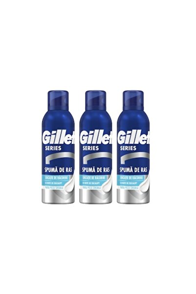 Gillette Set 3 x Shaving Foam 200ml Eucalyptus, Hydrating Formula, Alcohol-Free, Hypoallergenic